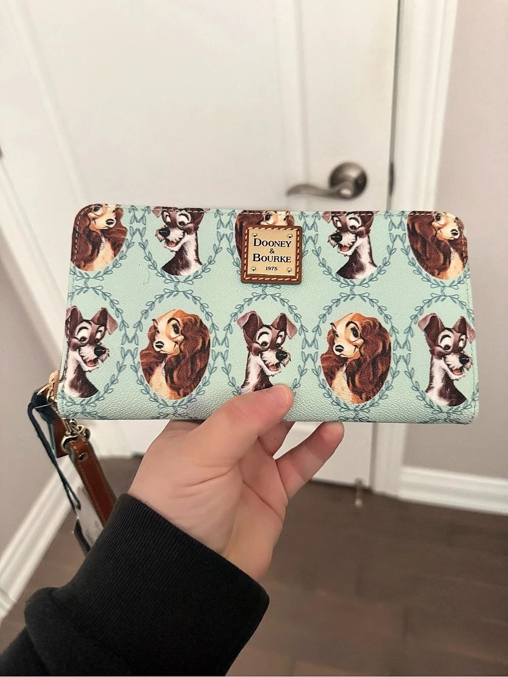 Dooney & Bourke Lady and the Tramp Zip Wristlet Wallet Blue & Brown